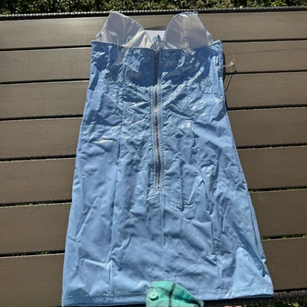 NWT Edgy Trendsetter Latex Mini Dress - Blue - Picture 5 of 5
